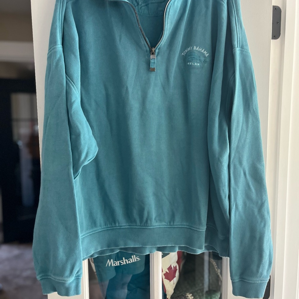 Tommy Bahama Men's Blue Zip-Up Sweater